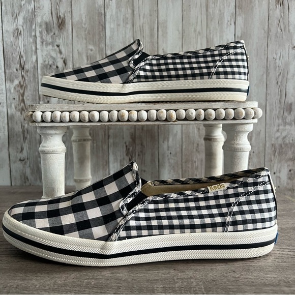 Keds Kate Spade Collab Black and White Gingham Slip-On Sneakers 7.5 - Picture 3 of 9